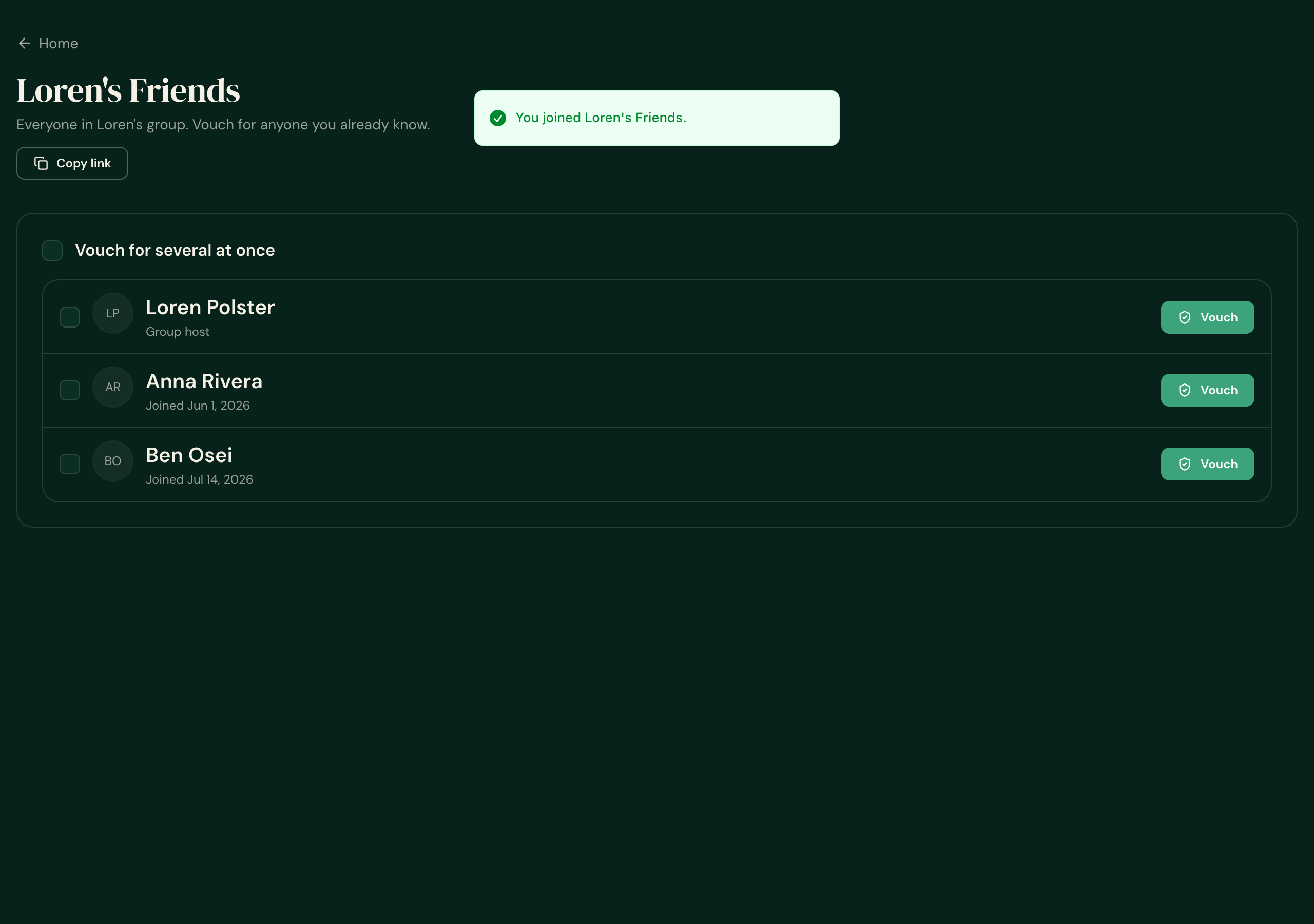 Confirmation, desktop
